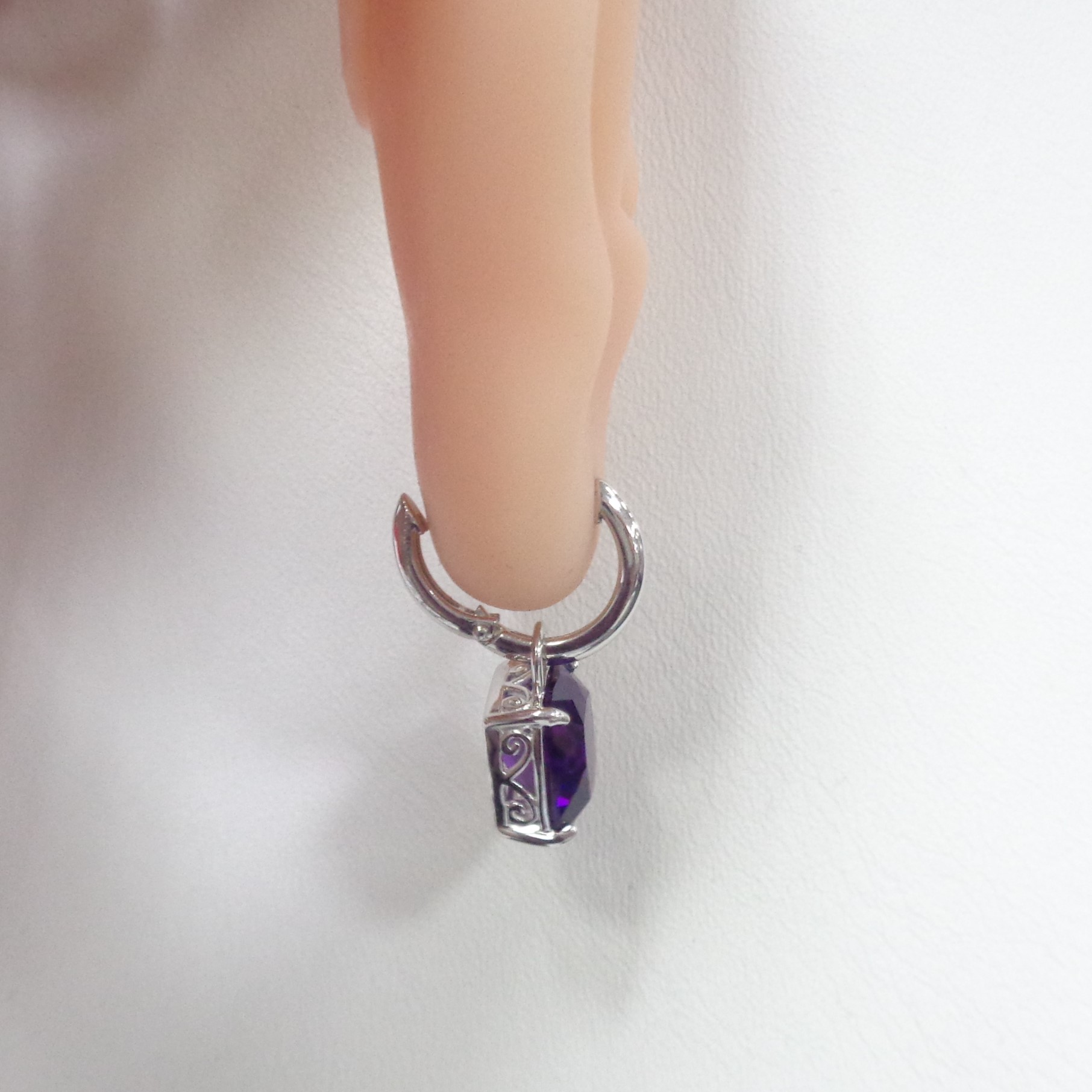 Серебряные серьги-конго с аметистами